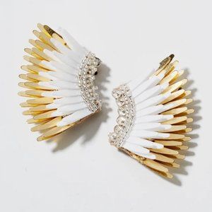 MIGNONNE GAVIGAN - Mini Madeline Statement Earrings, White/Golden
